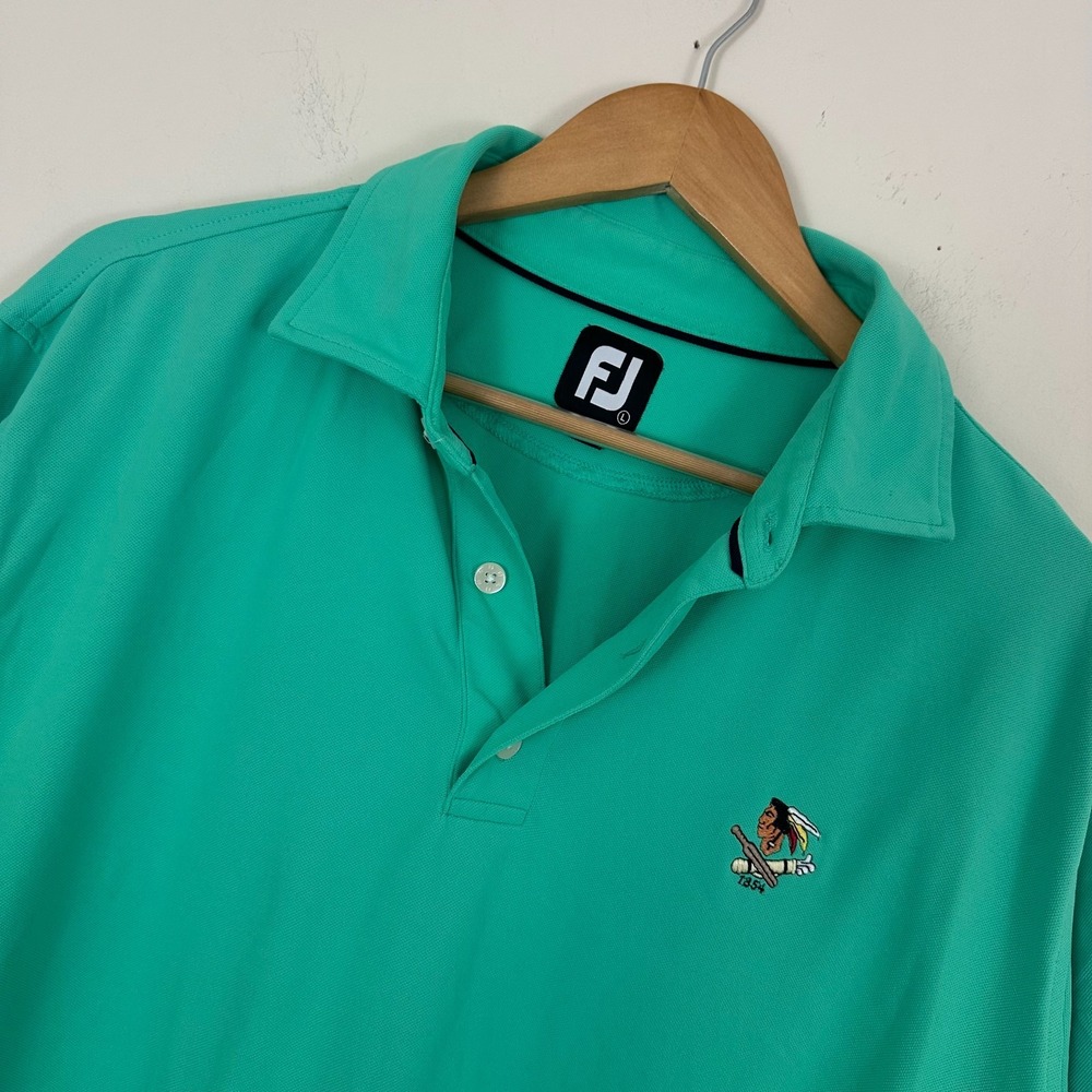 FootJoy Polo Shirt Turquoise Philadelphia Cricket Club Logo Stretch Mens Large